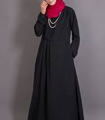 Black Poly Crepe Plain Casual Islamic Abaya