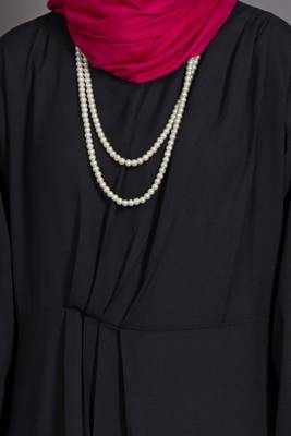 Black Poly Crepe Plain Casual Islamic Abaya 5