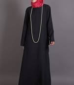 Black Poly Crepe Plain Casual Islamic Abaya