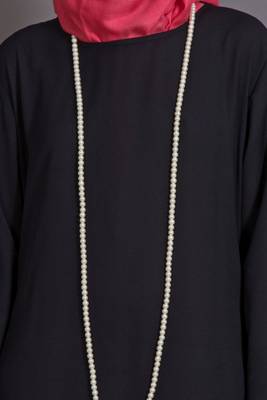 Black Poly Crepe Plain Casual Islamic Abaya 5