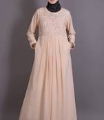 Peach Poly Georgette Plain Casual Islamic Abaya