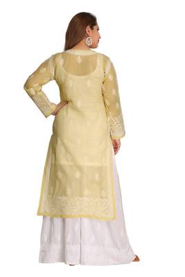 Fawn Embroidered Cotton Chikankari Kurti 2