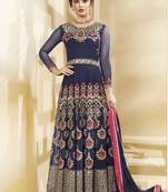 Blue Multi Resham Work Georgette Salwar With Dupatta