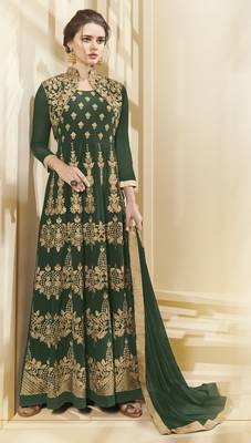 Green Multi Resham Work Georgette Salwar With Dupatta 1