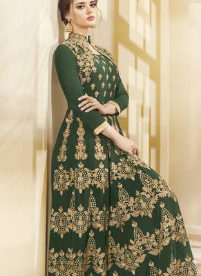 Green Multi Resham Work Georgette Salwar With Dupatta 2