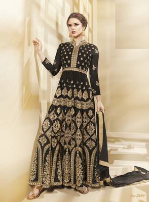 Black Multi Resham Work Georgette Salwar With Dupatta 1