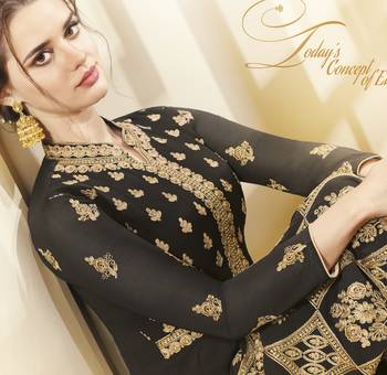 Black Multi Resham Work Georgette Salwar With Dupatta 2