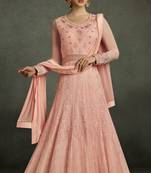 Peach Multi Resham Work Georgette Salwar With Dupatta