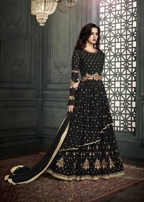 Black Multi Resham Work Georgette Anarkali Suit 1