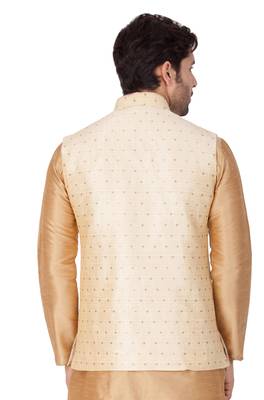 Gold Cotton Blend Nehru Jacket 3