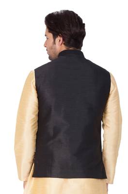 Black Cotton Blend Nehru Jacket 3