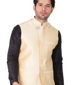Gold Cotton Blend Nehru Jacket