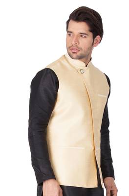 Gold Cotton Blend Nehru Jacket 2