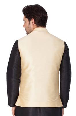Gold Cotton Blend Nehru Jacket 3