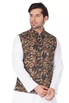 Green Cotton Nehru Jacket