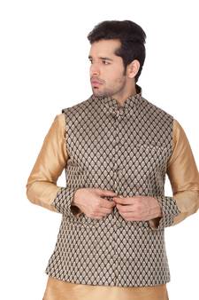 Black Silk Blend Nehru Jacket