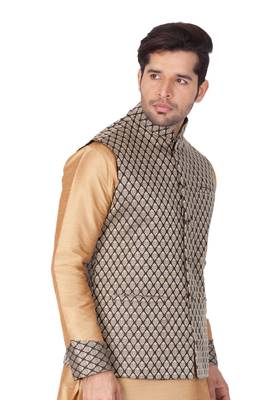Black Silk Blend Nehru Jacket 2