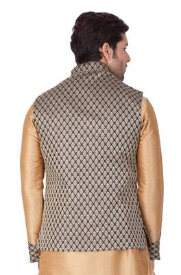 Black Silk Blend Nehru Jacket 3