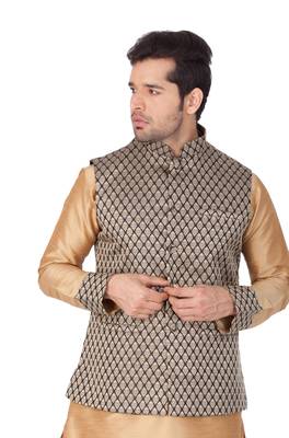 Black Silk Blend Nehru Jacket 4