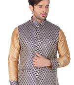 Blue Silk Blend Nehru Jacket