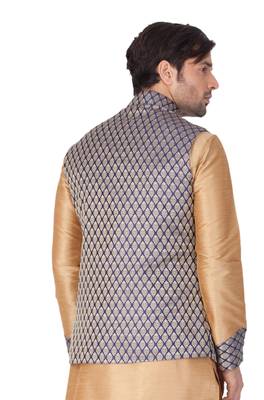 Blue Silk Blend Nehru Jacket 3