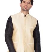 Gold Cotton Blend Nehru Jacket