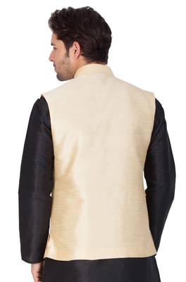 Gold Cotton Blend Nehru Jacket 3