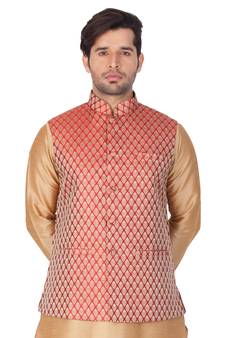 Maroon Silk Blend Nehru Jacket