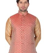 Maroon Silk Blend Nehru Jacket