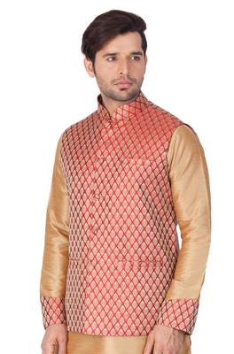 Maroon Silk Blend Nehru Jacket 2