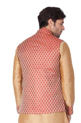 Maroon Silk Blend Nehru Jacket 3