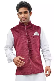 Maroon Velvet Nehru Jacket