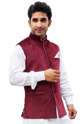Maroon Velvet Nehru Jacket 2