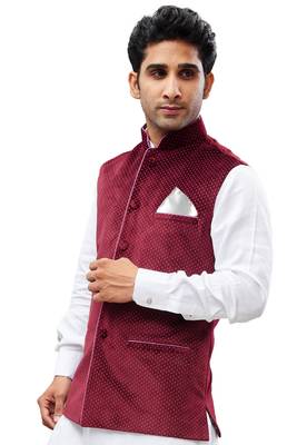 Maroon Velvet Nehru Jacket 3