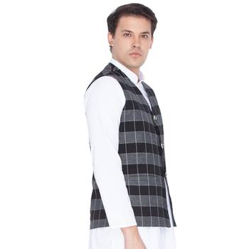 Black Cotton Modi Nehru Jacket 1
