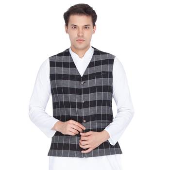 Black Cotton Modi Nehru Jacket 4