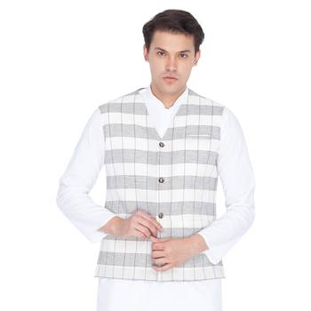 White Cotton Modi Nehru Jacket 4
