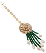 Maroon Emerald Kundan Beautiful Maang Tikka