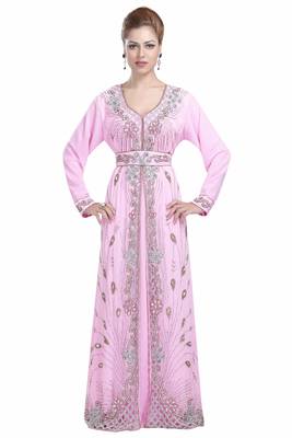Baby Pink Georgette Beads and Zari work Kaftan 2