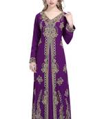 Purple georgette islamic kaftan with zari and stone work