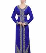 Royal Blue georgette islamic kaftan with zari and stone work