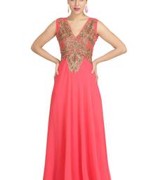 Pink georgette islamic kaftan with zari and stone work