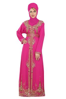 Rani georgette islamic kaftan with zari and stone work 1