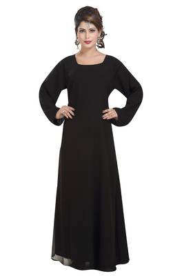 Black georgette islamic kaftan with zari and stone work 3