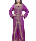 Magenta georgette islamic kaftan with zari and stone work