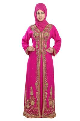 Rani georgette islamic kaftan with zari and stone work 1
