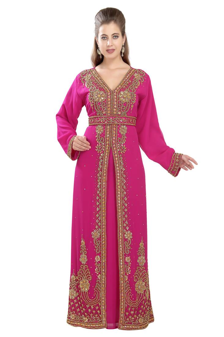 Rani georgette islamic kaftan with zari and stone work
