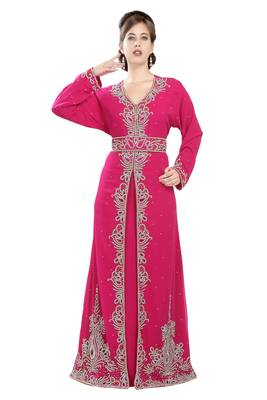 Rani georgette islamic kaftan with zari and stone work 2