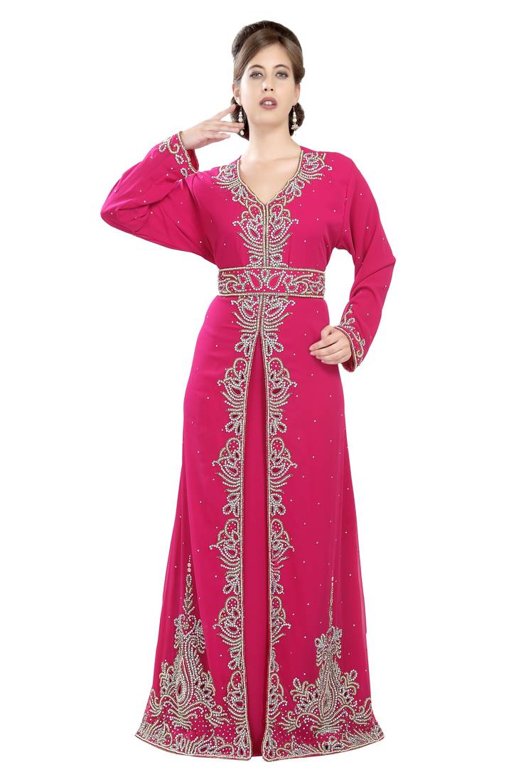 Rani georgette islamic kaftan with zari and stone work