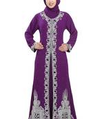 Purple georgette islamic kaftan with zari and stone work
